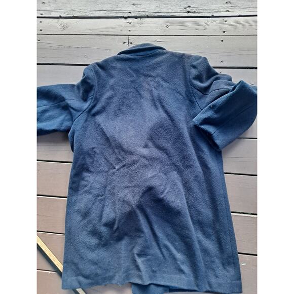 VTG 90s L.L. Bean Dark Blue Wool Pea Coat Adult L Double Breasted USA Made - Picture 6 of 6